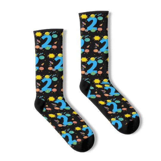 Space Number Two Adventure Fun Birthday Socks