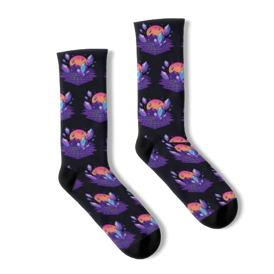 Crystal Skies: A Vaporwave Dreamscape Socks