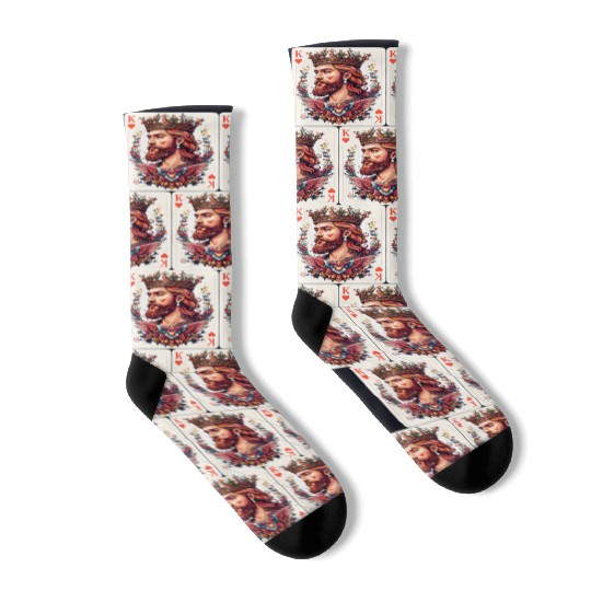 King of Hearts Card Illustration Socks