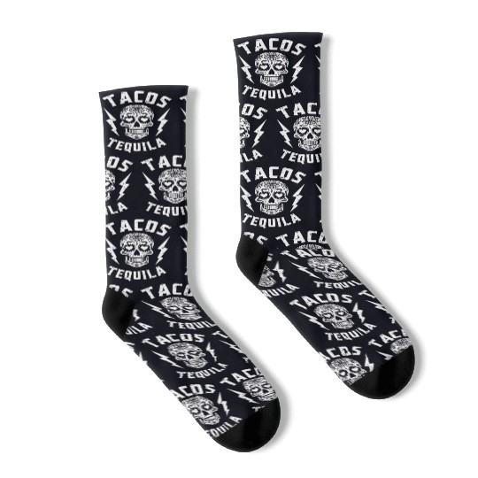 Tacos Tequila & Skull Vibes Socks