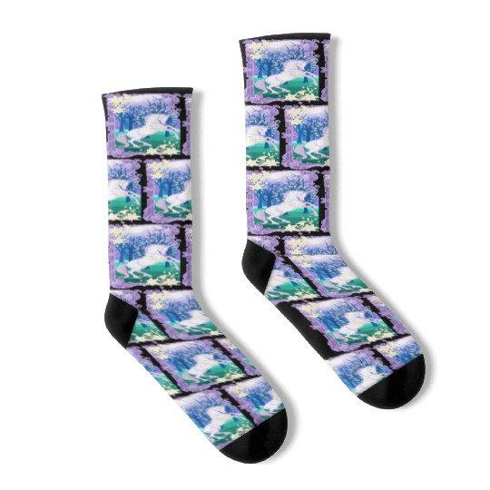 Unicorn fantasy lilac moon Socks