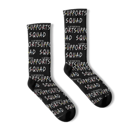 Support Squad Neon Typography Design Socks