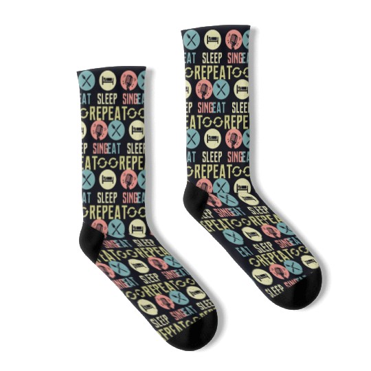 Eat Sleep Sing Repeat Singer Singing Socks