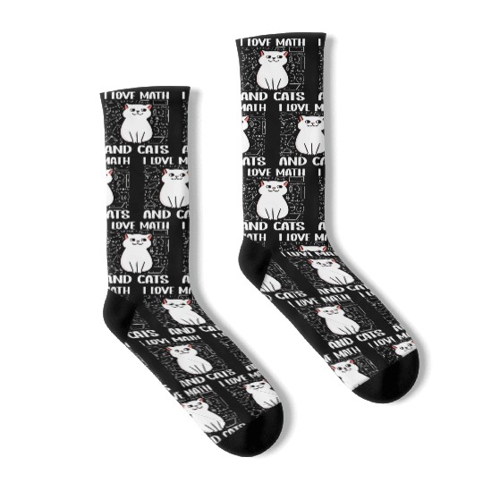 I love math and cats For mathematician math geek Socks