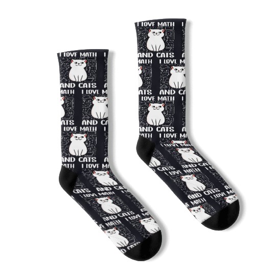 I love math and cats For mathematician math geek Socks