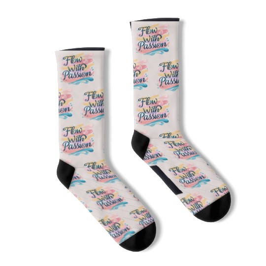 Flow With Passion - Abstract Typography Art Socks