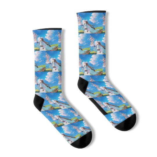 Serene Blossom Anime Aesthetic Socks