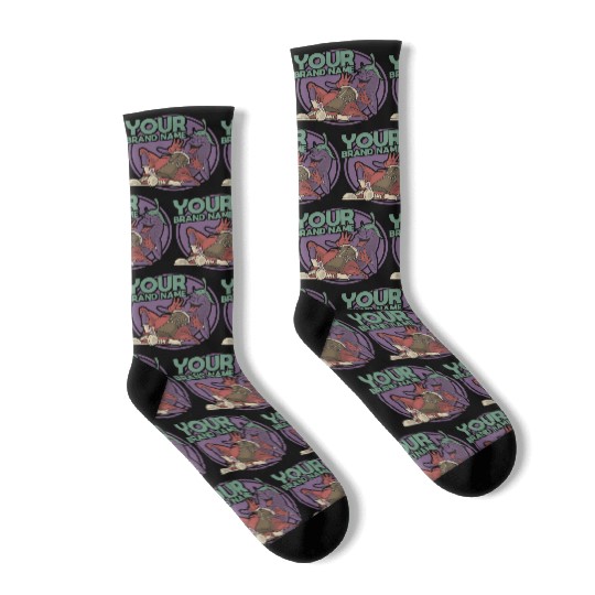 Funky Eggplant Drummer – Funny Cartoon Music T-Shi Socks