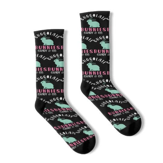 Chocolate Bunnies Candy & Co Happy Easter Holiday Socks