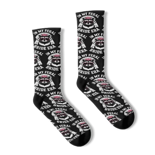 Feral Bride Era Design Raccoon Wedding Party Socks