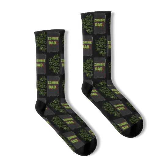 Plant Mom Zombie Dad Couple Design Socks