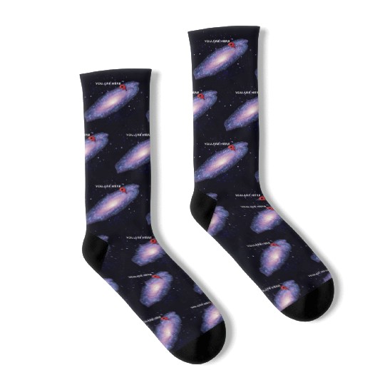 'You are here' Galaxy Geek Socks