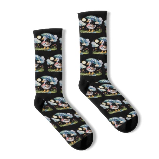 Rainy Day Duck Design Socks