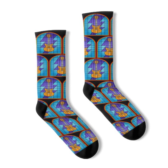 Stained Glass Art Electric Guitar Socks