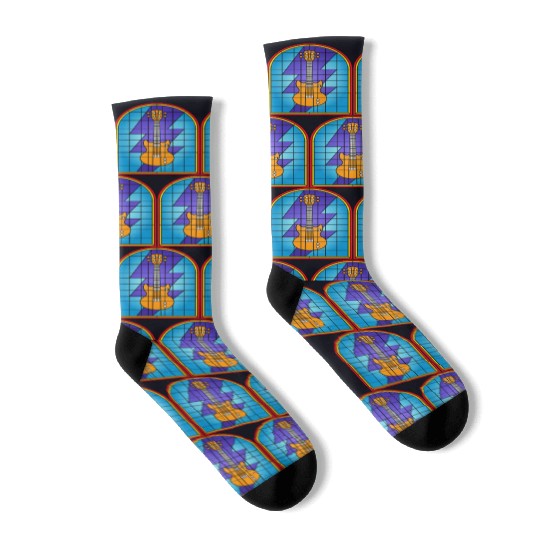 Stained Glass Art Electric Guitar Socks