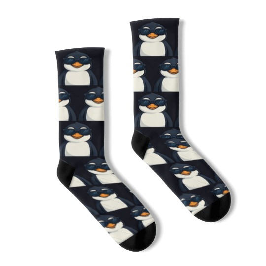 Cool penguin with sunglasses summer funny Socks