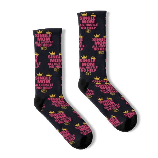 Single Mom Life Chaos Coordinator Wine Coffee Socks