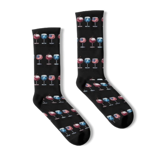 4th of July Red Wine Blue Socks