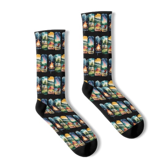 Brushstroke Camping Life Socks