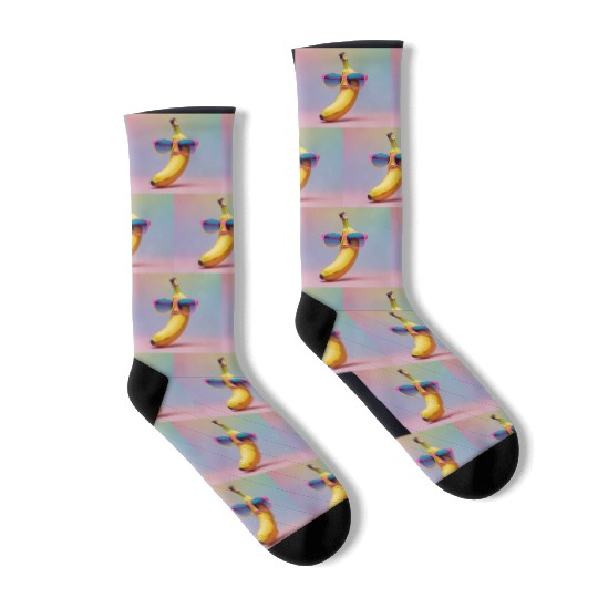 Confused Banana – Retro 90s Meme Art Socks