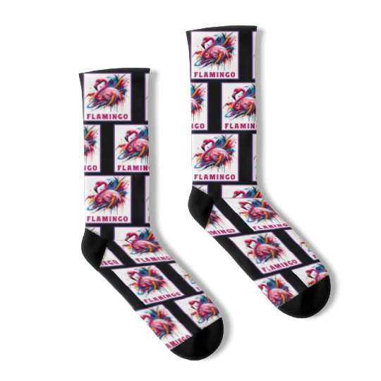 Graffiti Flamingo Explosion Socks