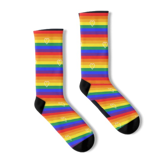 Rainbow Heart Pride Flag Socks