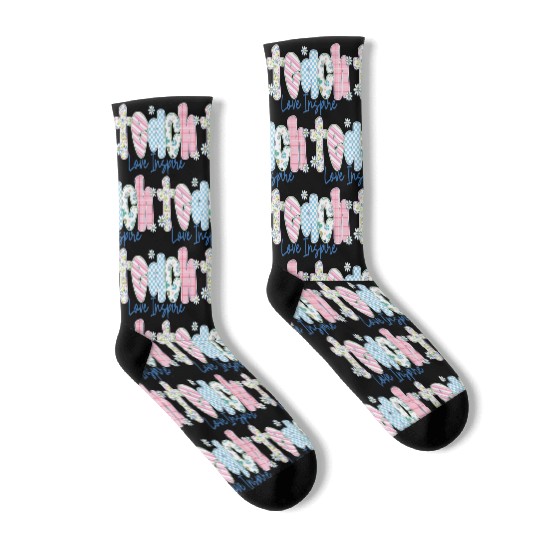 Preppy Teacher Teach Love Inspire Socks