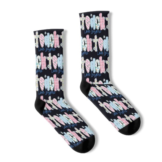 Preppy Teacher Teach Love Inspire Socks