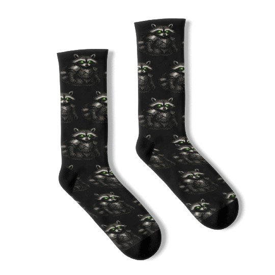 Armored Forest Raccoon – Glowing-Eyed Fantasy Ward Socks
