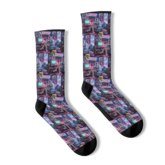 Y2K Gamer Girl Vibes – Retro Tech & Neon Room Aest Socks