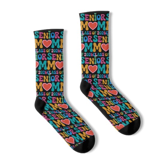 Senior Mom Class of 2026 Celebration Design Socks