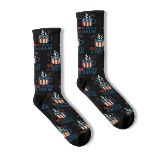 Red White Brew Patriotic Coffee Mug USA Funny Socks
