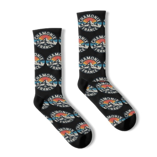 Chamonix Mountain Retro France Design Socks