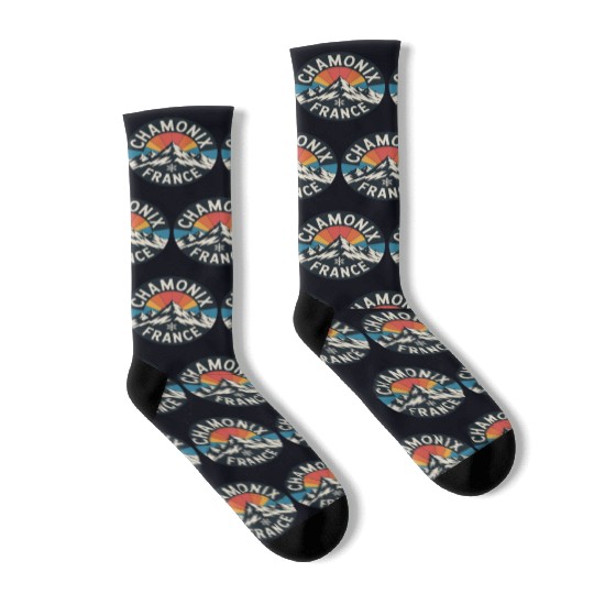 Chamonix Mountain Retro France Design Socks