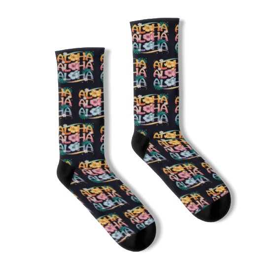 Aloha Tropical Flowers Hibiscus Paradise Vibes Socks
