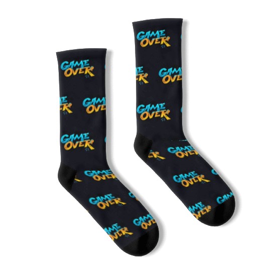 Blue and Yellow Graffiti Game Over Socks 2025