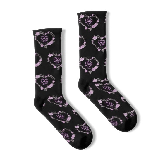 heart with roes frams and butterflies Socks