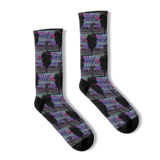 Cyberpunk Neon Beat DJ Rabbit Socks