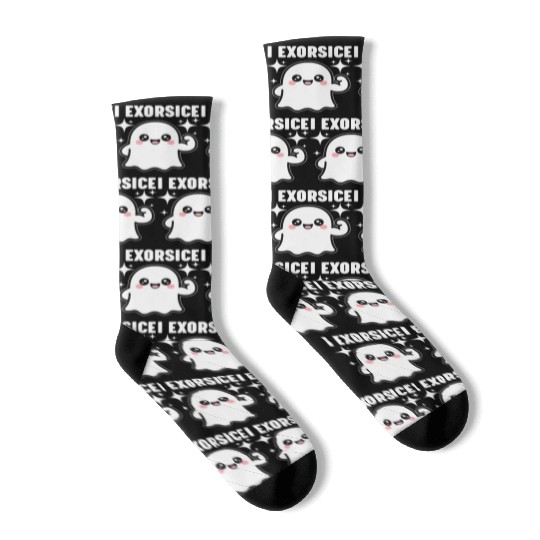 Ghost I Exorcise Funny Gym Exercise Workout Spooky Socks