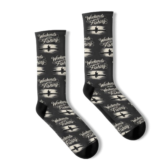 Weekend Fishing Silhouette Design Socks