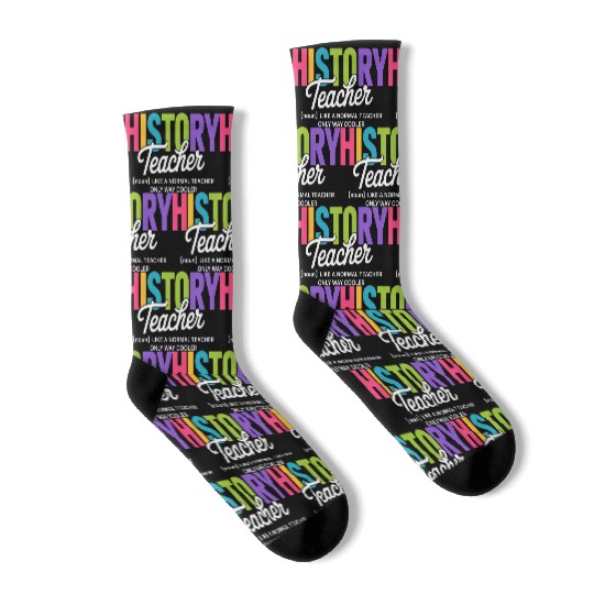 History Teacher Bold Colorful Typography Socks