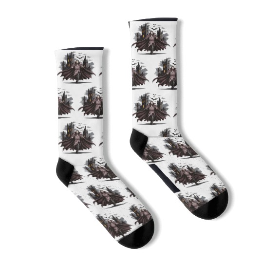Vampire Count Gothic Castle Print Socks