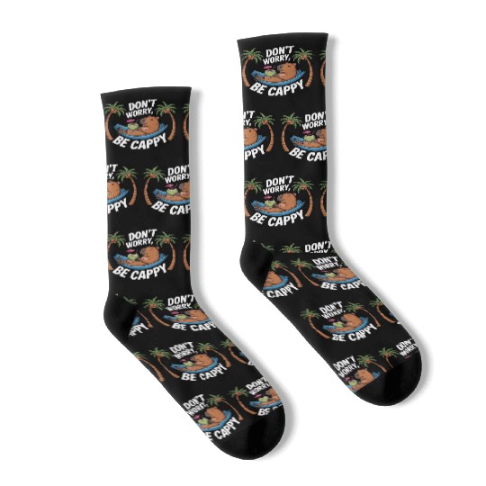 Dont Worry Be Cappy Relaxing Funny Capybara Socks