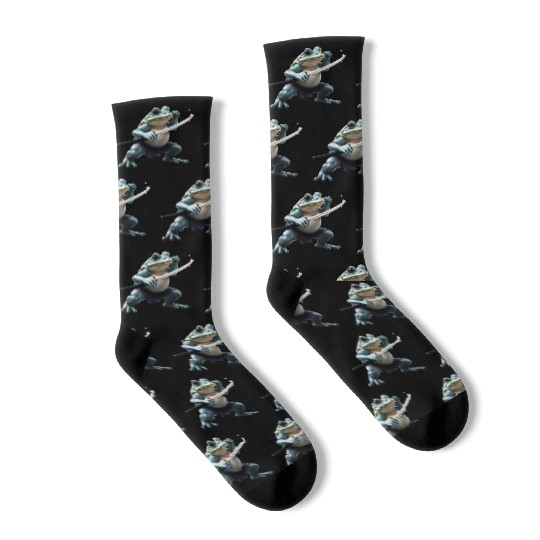 Kawaii Frog Warrior Art Design Socks