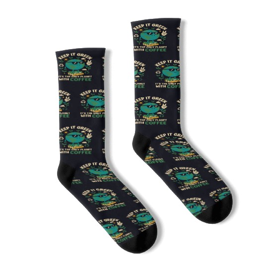 Keep It Green Only Planet With Coffee Socks