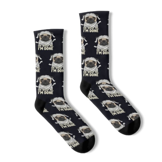 Funny Mummy Dog Illustration Socks