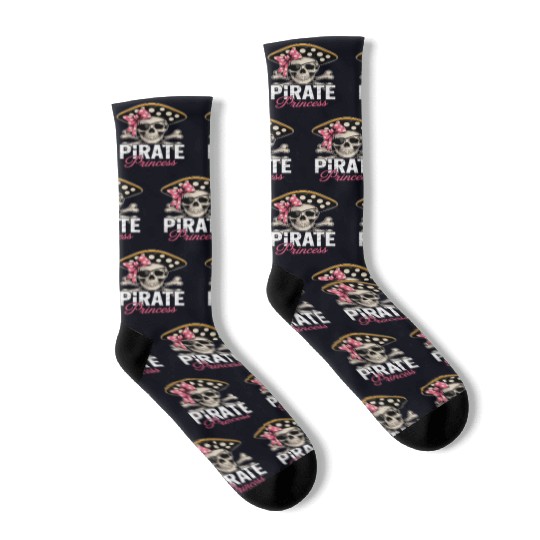 Pirate Princess Skull and Crossbones with Pink Bow Socks