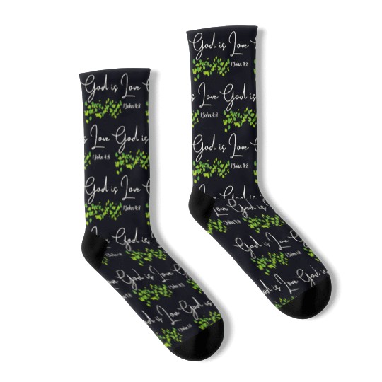 God is Love Biblical Leaf Design Socks