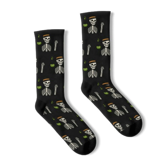 Magical Skeleton Wizard Illustration Socks