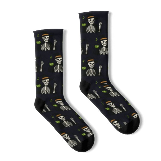 Magical Skeleton Wizard Illustration Socks